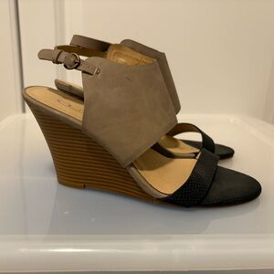 Clarks Black and Tan Wedge Sandals